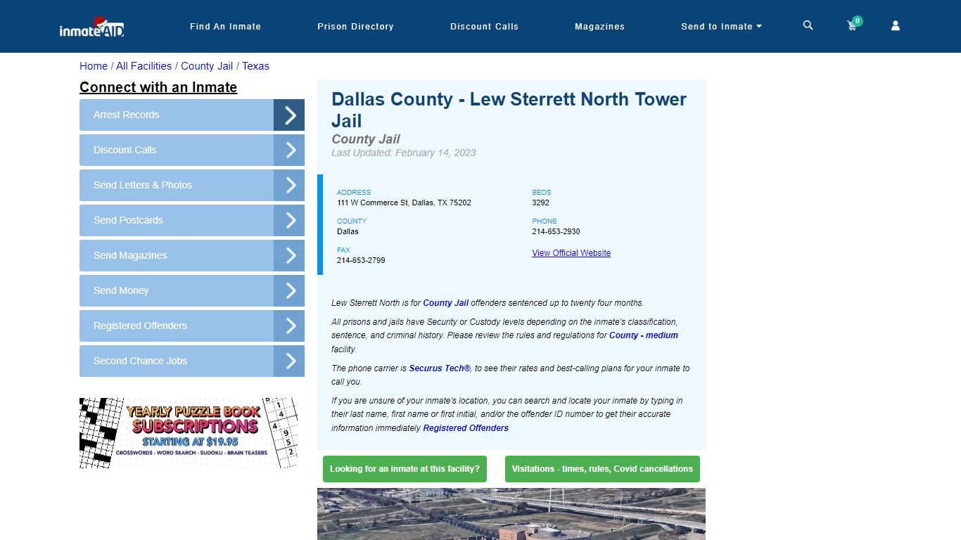Dallas County - Lew Sterrett North Tower Jail - Inmate Locator - Dallas, TX